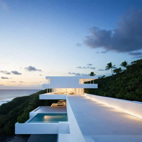 dunes house,beach house,modern architecture,roof landscape,modern house,infinity swimming pool,beachhouse,luxury property,cubic house,tropical house,cube house,holiday villa,beautiful home,ocean view,jewelry（architecture）,archidaily,frame house,summer house,flat roof,luxury home,Illustration,Vector,Vector 03