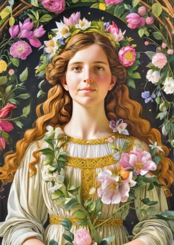 girl in a wreath,flower crown of christ,girl in flowers,rose wreath,the prophet mary,girl in the garden,rosa peace,wreath of flowers,girl picking flowers,blooming wreath,jessamine,joan of arc,mary-gold,flora,portrait of a girl,virgo,floral wreath,rosa,way of the roses,burgos-rosa de lima