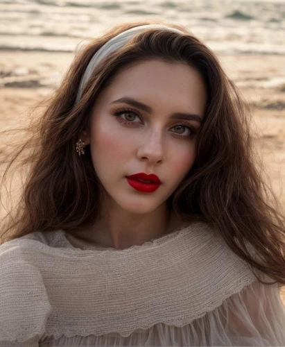 beach background,vintage makeup,red lips,romantic look,natural cosmetic,pale,aditi rao hydari,eurasian,beautiful young woman,arab,vintage woman,coral,desert rose,iranian,red lipstick,pretty young woman,model beauty,romantic portrait,girl on the dune,yemeni,Common,Common,Photography