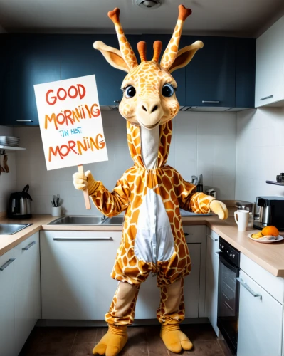 giraffe plush toy,giraffidae,two giraffes,giraffe,giraffes,giraffe head,anthropomorphized animals,animals play dress-up,onesie,template greeting,gazelles,housekeeping,morning grove,greeting,funny animals,bonjour bongu,animal mammal,morning,landmannahellir,mascot