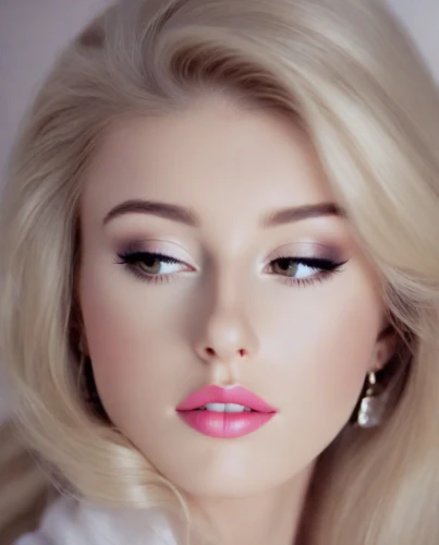 realdoll,vintage makeup,doll's facial features,barbie doll,airbrushed,make-up,blonde woman,eyes makeup,blond girl,beautiful model,makeup,beautiful young woman,make up,romantic look,blonde girl,retouching,lip liner,beautiful woman,pink beauty,glamour girl