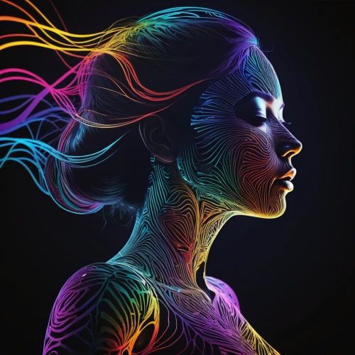 neon body painting,psychedelic art,colorful foil background,apophysis,the festival of colors,woman thinking,sprint woman,colorful background,spectral colors,light drawing,psychedelic,vector graphics,colorful light,prismatic,digital art,colorful spiral,drawing with light,rainbow waves,rainbow background,bodypainting,Illustration,Realistic Fantasy,Realistic Fantasy 36
