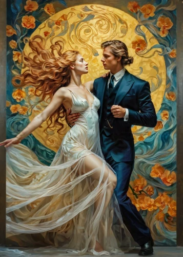 dancing couple,argentinian tango,ballroom dance,oil painting on canvas,dance with canvases,romantic portrait,vintage man and woman,waltz,wedding couple,latin dance,salsa dance,fantasy picture,golden weddings,dance of death,way of the roses,oil painting,art painting,tango,fantasy art,wedding photo