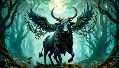 the zodiac sign taurus,capricorn,horoscope taurus,forest dragon,faun,feral goat,faerie,taurus,goatflower,horned,mythical creature,forest animal,fantasy art,fantasy picture,manchurian stag,horn of amaltheia,the zodiac sign pisces,druid,cervus elaphus,stag,Conceptual Art,Fantasy,Fantasy 05