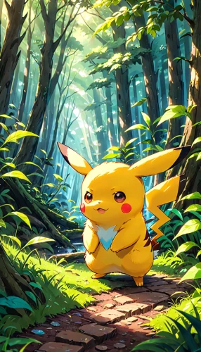 pixaba,pikachu,pokemon,forest animal,pokemon go,in the forest,pokemongo,pokémon,perched on a log,pika,forest dragon,game illustration,forest background,surface lure,3d fantasy,forest walk,navi,cg artwork,dark-type,playmat,Anime,Anime,Traditional