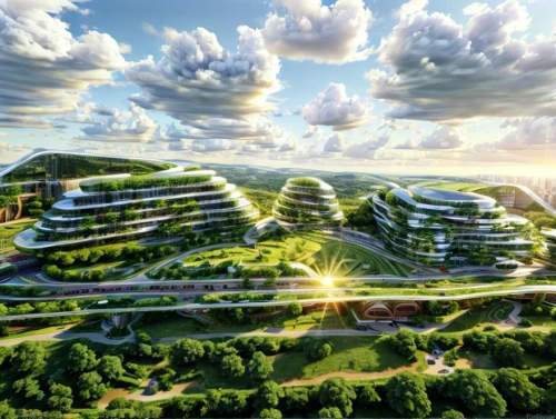 futuristic landscape,smart city,futuristic architecture,eco-construction,solar cell base,ecological sustainable development,eco hotel,building valley,terraforming,danyang eight scenic,building honeycomb,urban development,wuhan''s virus,chinese architecture,green valley,gyeonggi do,honeycomb structure,artificial island,ecoregion,terraces