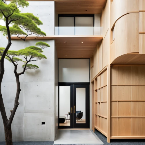 japanese architecture,japanese-style room,archidaily,californian white oak,room divider,timber house,hallway space,cubic house,wooden windows,modern office,ryokan,contemporary decor,western yellow pine,sliding door,modern architecture,kirrarchitecture,interior modern design,shared apartment,frame house,cube house,Illustration,Black and White,Black and White 32