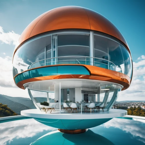 futuristic architecture,futuristic art museum,glass sphere,futuristic landscape,floating island,sky space concept,solar cell base,modern architecture,observation deck,sky apartment,the observation deck,infinity swimming pool,musical dome,flying saucer,swiss ball,helipad,smart house,dunes house,cube stilt houses,luxury property,Photography,General,Realistic