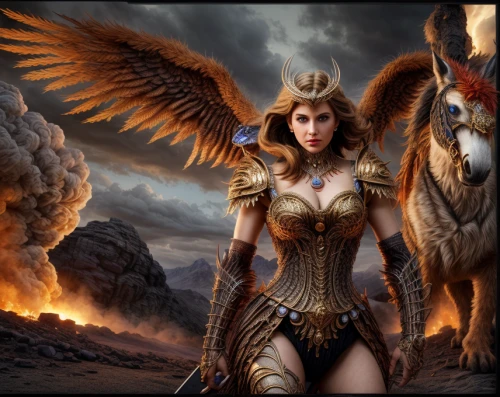 fantasy art,athena,fantasy picture,warrior woman,angels of the apocalypse,dark angel,the archangel,fire angel,archangel,female warrior,fantasy woman,heroic fantasy,mythological,sorceress,gryphon,angelology,thracian,breastplate,bird of prey,cybele