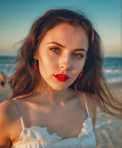beach background,girl on the dune,red lips,portrait photography,romantic portrait,portrait background,portrait photographers,red lipstick,natural cosmetic,beauty face skin,white and red,woman face,retouching,women's eyes,beautiful young woman,retouch,vintage makeup,retro woman,rose white and red,woman's face,Photography,General,Realistic