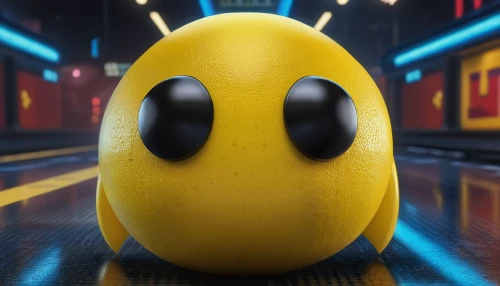 pac-man,pacman,bowling ball,rubber ducky,bowling ball bag,yellow yolk,stud yellow,rubber duckie,cinema 4d,bowling pin,pikachu,pika,3d rendered,3d render,minion,lemon background,stress ball,yellow pepper,b3d,knuffig,Photography,General,Realistic