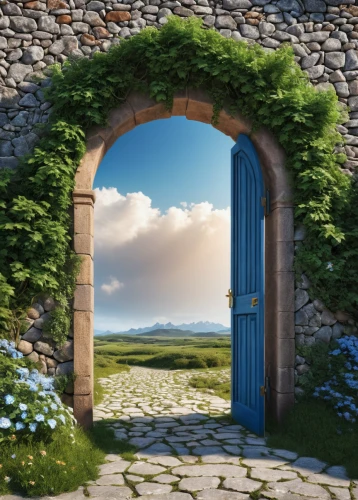 garden door,heaven gate,open door,blue door,the door,fairy door,iron door,door,wall,farm gate,gateway,the threshold of the house,doorway,entry forbidden,portal,doors,home door,old door,wooden door,fantasy picture