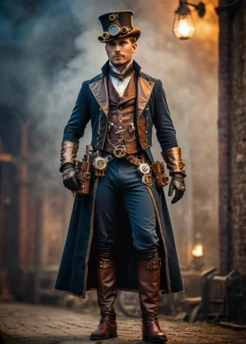 steampunk,pirate,town crier,hatter,pirate treasure,jolly roger,frock coat,thames trader,pirates,musketeer,hook,costume design,gunfighter,ringmaster,model train figure,cravat,stovepipe hat,chimney sweep,haighlander,east indiaman,Photography,General,Cinematic