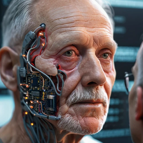 2080ti graphics card,2080 graphics card,old human,man with a computer,cyborg,elderly man,cybernetics,cyberpunk,arduino,pensioner,wearables,older person,elderly person,of technology,prosthetics,technology of the future,old elektrolok,barebone computer,tech trends,old person,Photography,General,Sci-Fi