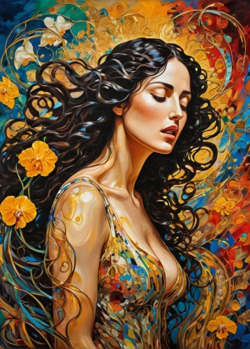 boho art,fantasy art,oil painting on canvas,mystical portrait of a girl,art painting,girl in flowers,fantasy woman,the enchantress,gypsy soul,bodypainting,oil painting,the zodiac sign pisces,psychedelic art,passion bloom,body painting,aphrodite,passion butterfly,beautiful girl with flowers,vanessa (butterfly),fantasy portrait,Illustration,Realistic Fantasy,Realistic Fantasy 39
