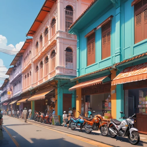 stone town,hoian,kampot,vientiane,cambodia,hoi an,southeast asia,saigon,cochin,vietnam,hanoi,cuba background,kathmandu,vietnam vnd,zanzibar,3d rendering,street scene,city unesco heritage trinidad cuba,covered market,motorcycle tours,Illustration,Japanese style,Japanese Style 03