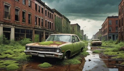 abandoned car,post-apocalyptic landscape,old abandoned car,post apocalyptic,ford cargo,environmental destruction,salvage yard,ford mainline,ford motor company,ford el falcon,digital compositing,dodge dart,ford pampa,car cemetery,ford lightning,hurricane irene,photo manipulation,urban landscape,lostplace,pickup trucks,Photography,General,Realistic