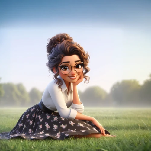 tiana,agnes,girl sitting,cute cartoon character,cute cartoon image,a girl in a dress,moana,princess sofia,princess anna,girl in a historic way,girl lying on the grass,disney character,vanessa (butterfly),cg artwork,audrey,the girl in nightie,a girl's smile,animated cartoon,romantic portrait,girl in the garden