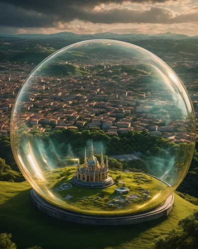 giant soap bubble,glass sphere,quarantine bubble,crystal ball,crystal ball-photography,waterglobe,soap bubble,fantasy world,frozen soap bubble,tomorrowland,futuristic landscape,globe,fantasy city,glass ball,dream world,lensball,3d fantasy,think bubble,copernican world system,musical dome,Photography,General,Fantasy