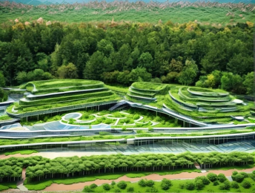 eco hotel,solar cell base,autostadt wolfsburg,hahnenfu greenhouse,eco-construction,vegetables landscape,garden of plants,terraces,wastewater treatment,guizhou,aaa,feng shui golf course,futuristic architecture,rice terrace,yuanyang,chinese architecture,wine-growing area,permaculture,ecological sustainable development,danyang eight scenic