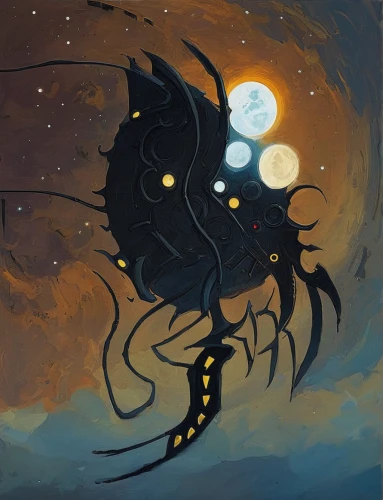 deep sea nautilus,anglerfish,nautilus,cuthulu,sun moon,scorpio,constellation wolf,kokopelli,black dragon,zodiac,sun and moon,zodiac sign,the zodiac sign pisces,symbiotic,kraken,nine-tailed,painted dragon,atala,wyrm,queen of the night,Conceptual Art,Sci-Fi,Sci-Fi 01