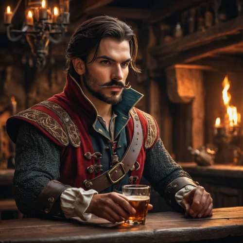 musketeer,athos,tudor,thorin,bard,hook,rob roy,male elf,rum,male character,fantasy portrait,robin hood,pirate,king arthur,htt pléthore,caravel,leonardo devinci,galleon,haighlander,bartender,Photography,General,Fantasy