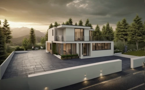 modern house,3d rendering,modern architecture,cubic house,smart house,eco-construction,mid century house,dunes house,render,smart home,luxury property,residential house,build by mirza golam pir,cube house,luxury home,inverted cottage,house in the mountains,house in mountains,villa,holiday villa