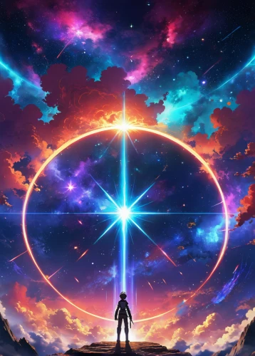 astral traveler,cosmos,universe,electric arc,christ star,north star,star sky,celestial,beyond,the universe,libra,astral,arc,infinite,supernova,space art,life stage icon,starlight,star illustration,the pillar of light,Illustration,Japanese style,Japanese Style 03