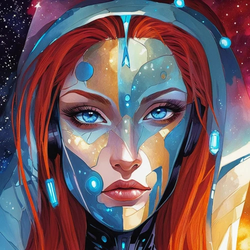 andromeda,mystique,symetra,nova,star mother,nebula guardian,starfire,valerian,cg artwork,fantasy woman,fantasy portrait,cyborg,avatar,nebula,head woman,aquarius,ice queen,samara,gemini,nebula 3,Conceptual Art,Fantasy,Fantasy 08