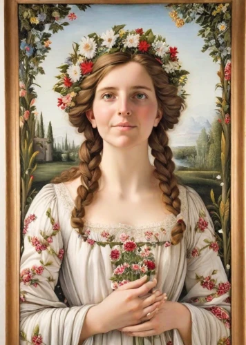 girl in flowers,portrait of a girl,girl picking flowers,girl in a wreath,beautiful girl with flowers,girl in the garden,young woman,young girl,emile vernon,girl picking apples,floral frame,franz winterhalter,portrait of a woman,bornholmer margeriten,the girl's face,girl with bread-and-butter,girl portrait,romantic portrait,girl with cloth,holding flowers