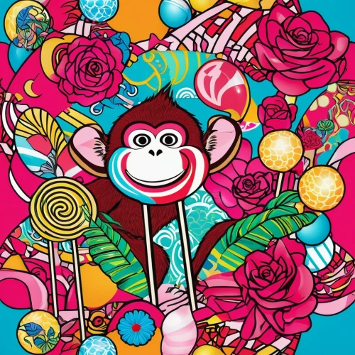 monkeys band,monkey,popart,the monkey,monkey soldier,gorilla,monkey banana,primate,war monkey,monkey family,sock monkey,kong,flowers png,barbary monkey,cool pop art,chimp,flower animal,modern pop art,monkeys,pop art background,Illustration,Japanese style,Japanese Style 04