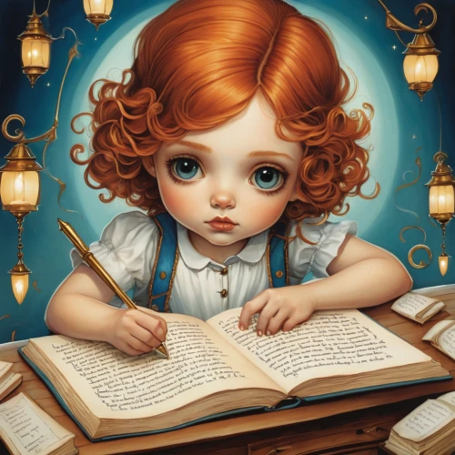 little girl reading,child with a book,girl studying,child's diary,bookworm,mystical portrait of a girl,child portrait,sci fiction illustration,writing-book,kids illustration,book illustration,magic book,fantasy portrait,author,fairy tale character,the little girl,children's fairy tale,scholar,tutor,read a book,Illustration,Abstract Fantasy,Abstract Fantasy 11