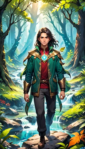 game illustration,forest man,forest background,the wanderer,adventurer,bard,mountain guide,android game,farmer in the woods,male character,sci fiction illustration,thorin,cg artwork,action-adventure game,robin hood,druid grove,biologist,adventure game,hobbit,vax figure,Anime,Anime,General