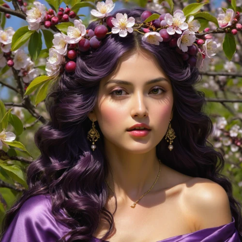 jasmine-flowered nightshade,jasmine blossom,daphne flower,west indian jasmine,lilac blossom,beautiful girl with flowers,indian jasmine,a beautiful jasmine,jasmine flower,jasmine,acerola,purple lilac,jasmine flowers,lilacs,aditi rao hydari,persian,flower fairy,golden lilac,lilac flower,girl in flowers,Illustration,Realistic Fantasy,Realistic Fantasy 03