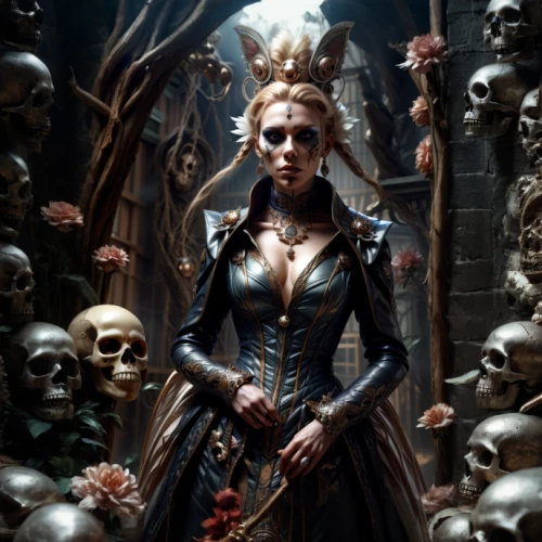 gothic portrait,the enchantress,queen cage,sorceress,skull bones,gothic fashion,dance of death,gothic woman,huntress,the witch,dead bride,voodoo woman,priestess,memento mori,candlemaker,black pearl,maiden,queen of the night,lady of the night,dark gothic mood