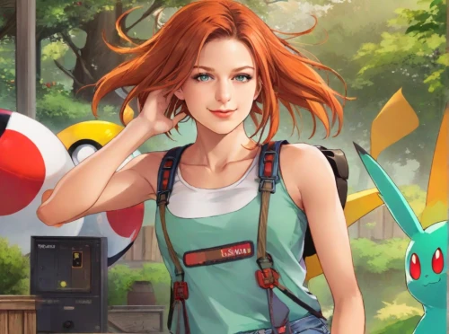 game illustration,pokemon go,pokemon,nami,girl in overalls,pokémon,game art,overalls,vanessa (butterfly),pokemongo,cg artwork,life stage icon,misty,android game,background images,background image,retro girl,game characters,girl with speech bubble,transistor