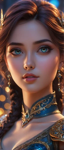 princess anna,elsa,merida,the snow queen,princess sofia,celtic queen,violet head elf,fairy tale character,ice princess,tangled,moana,rapunzel,cinderella,elf,doll's facial features,frozen,princess' earring,3d fantasy,tiana,agnes,Illustration,Realistic Fantasy,Realistic Fantasy 01