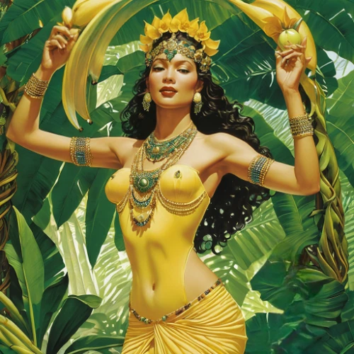 anahata,polynesian girl,prosperity and abundance,hula,goddess of justice,priestess,cleopatra,zodiac sign libra,amazonian oils,the enchantress,solar plexus chakra,half lotus tree pose,fantasy woman,jaya,oriental princess,aphrodite,tantra,jasmine,mythological,lotus with hands
