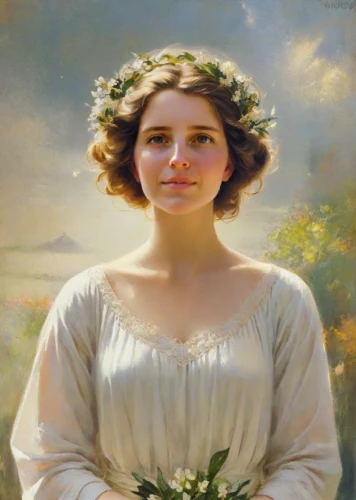 jane austen,vintage female portrait,marguerite,milkmaid,portrait of a girl,bouguereau,young woman,romantic portrait,girl in a wreath,girl in flowers,portrait of a woman,marguerite daisy,emile vernon,mystical portrait of a girl,girl in a historic way,young lady,girl picking flowers,woman of straw,victorian lady,a charming woman