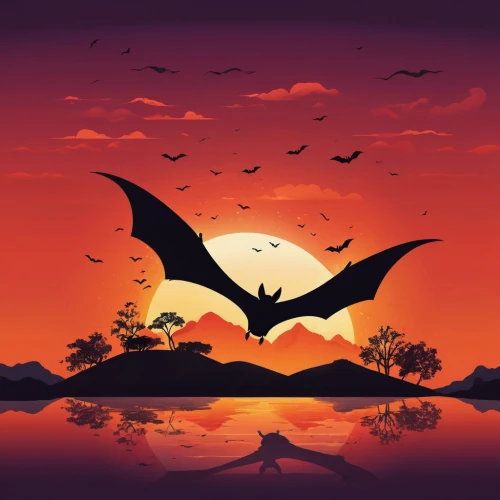 pterodactyls,pterosaur,little red flying fox,pterodactyl,flying fox,tropical bat,bat,bats,halloween silhouettes,charizard,draconic,bird illustration,dusk background,vector illustration,megabat,murder of crows,halloween background,silhouette art,black dragon,king of the ravens,Unique,Design,Logo Design