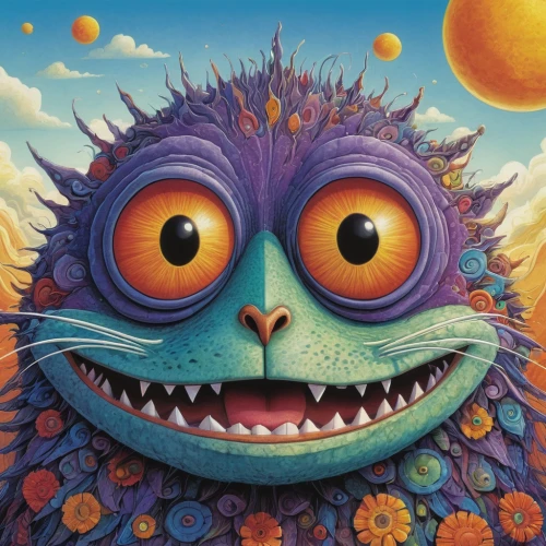 anthropomorphized animals,pachamama,prickle,total pollen,three eyed monster,cheshire,wall,loris,cat,hedgehog,one eye monster,cartoon cat,children's background,lsd,dahl,calaverita sugar,vulkanerciyes,otto,prickly,catrina,Illustration,Children,Children 03