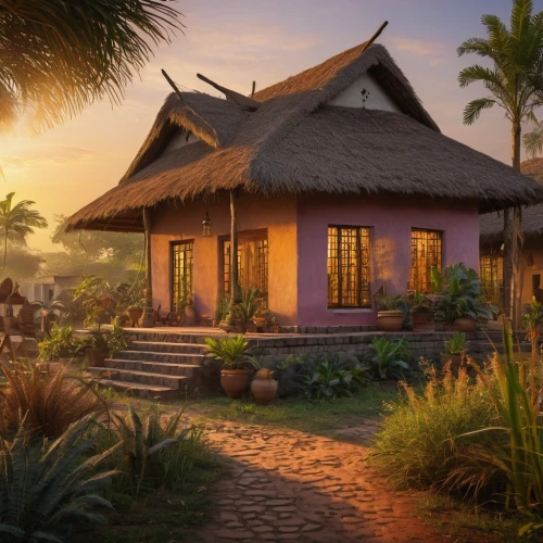 tropical house,traditional house,holiday villa,polynesian,tropical island,beautiful home,huts,home landscape,polynesia,tahiti,bungalow,summer cottage,cabana,palm pasture,palm garden,fiji,thatch umbrellas,palm field,straw hut,thatched roof,Photography,General,Natural