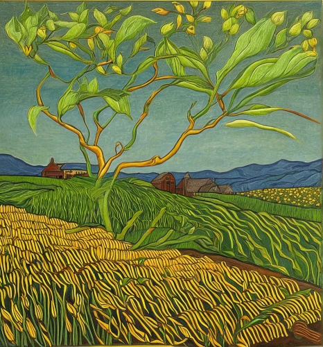 david bates,cultivated field,fruit fields,wheat crops,agricultural,farm landscape,corn field,agriculture,barley field,grain field,wheat field,cornfield,wheat fields,vegetables landscape,vincent van gough,rural landscape,yellow grass,field of cereals,vegetable field,green wheat,Conceptual Art,Daily,Daily 23