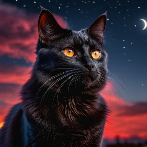 cat vector,cat on a blue background,night watch,cat portrait,hollyleaf cherry,capricorn kitz,black cat,night sky,luna,nightsky,queen of the night,halloween black cat,dusk background,night administrator,halloween cat,callisto,chartreux,cat image,the night sky,jiji the cat,Photography,General,Realistic