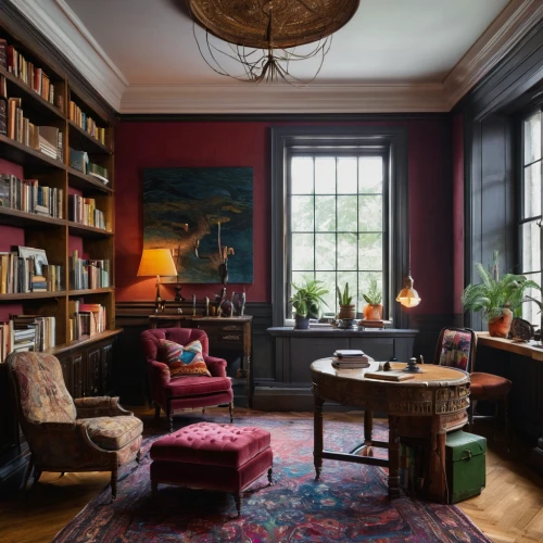 sitting room,reading room,bookshelves,danish room,great room,athenaeum,the living room of a photographer,brownstone,wade rooms,interiors,livingroom,wing chair,bookcase,tea and books,victorian,interior design,dandelion hall,living room,ornate room,book wall,Photography,Documentary Photography,Documentary Photography 34