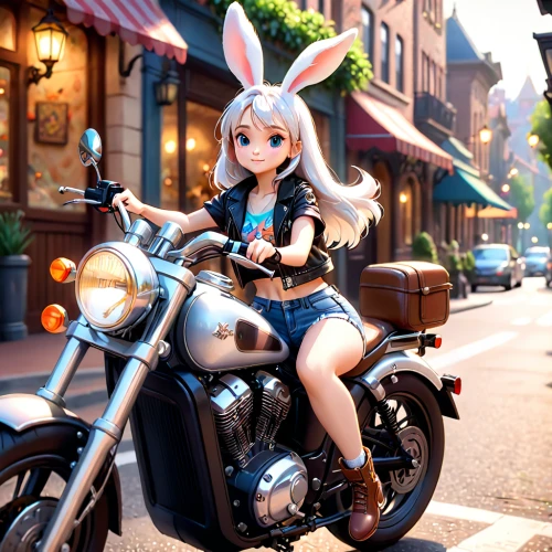 biker,motorbike,motorcycle,motorcycles,cute cartoon character,ride,harley davidson,bike,toy motorcycle,harley-davidson,motorcycling,scooter riding,bunny,deco bunny,motorcyclist,vespa,bunny tail,harajuku,riding toy,motorcycle racer,Anime,Anime,Cartoon