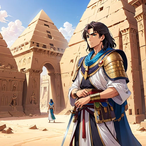 ramses ii,pharaonic,egyptian temple,ancient egypt,dahshur,royal tombs,pharaoh,egypt,pharaohs,ancient egyptian,karnak,egyptian,giza,khufu,ancient city,joseph,ramses,desert background,the ancient world,nile,Anime,Anime,Realistic