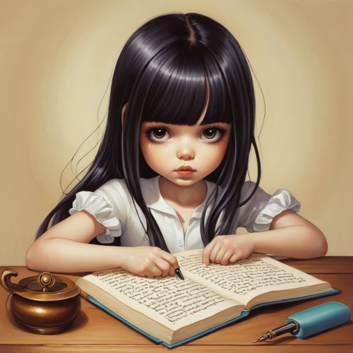 girl studying,little girl reading,child with a book,writing-book,child's diary,author,bookworm,tutor,girl drawing,scholar,cute cartoon image,writer,illustrator,to write,kids illustration,sci fiction illustration,chibi girl,book electronic,examination,learn to write,Illustration,Abstract Fantasy,Abstract Fantasy 11