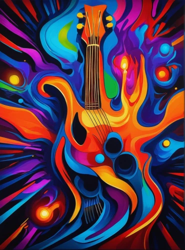 painted guitar,electric guitar,concert guitar,jazz guitarist,psychedelic art,guitar,musicians,music instruments,musician,guitar player,musical instruments,acoustic-electric guitar,music,mandolin,musical background,instrument music,piece of music,guitar head,stringed instrument,musical instrument,Conceptual Art,Daily,Daily 24