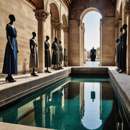 reflecting pool,versailles,mannequin silhouettes,alcazar of seville,abbaye de belloc,downton abbey,swiss guard,alhambra,floor fountain,christopher columbus's ashes,cistern,universal exhibition of paris,fontainebleau,renaissance,graduate silhouettes,the body of water,concierge,infinity swimming pool,louvre,spa water fountain,Photography,General,Realistic